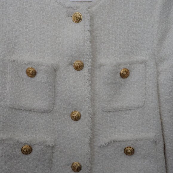 Mango Pocket Tweed Jacket w/ Gold Buttons | Size M - Picture 11 of 11